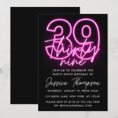 Neon Pink 39. Geburtstag Einladung (Vorne/Hinten)