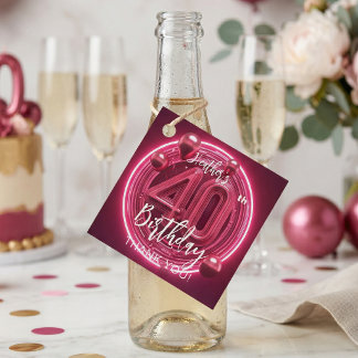 Neon Pink 3D Balloons 40th Birthday Thank You Geschenkanhänger