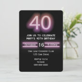 Neon Pink 40. Geburtstag Party Einladung (Stehend Vorderseite)