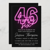 Neon Pink 46. Geburtstag Einladung (Vorne/Hinten)