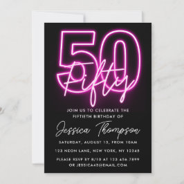 Neon Pink 50. Geburtstag Einladung