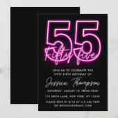 Neon Pink 55. Geburtstag Einladung (Vorne/Hinten)
