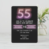 Neon Pink 55. Geburtstagsparty Einladung (Stehend Vorderseite)