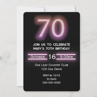 Neon Pink 70. Geburtstagsparty Einladung