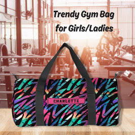 Neon Pink Abstrakt Grunge Streifen Giro del Mali Duffle Bag