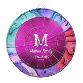 Neon Pink Abstrakt Waves Familienspiel Dartboard Dartscheibe (vorne)