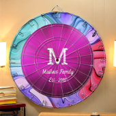 Neon Pink Abstrakt Waves Familienspiel Dartboard Dartscheibe