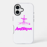 Neon Pink Amsterdam Windmühle Skizze Modern Schwar