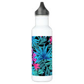 Neon Pink and Blue Tropical Plant Pattern Edelstahlflasche (Links)