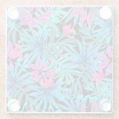 Neon Pink and Blue Tropical Plant Pattern Glasuntersetzer (Rückseite)