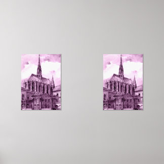 Neon pink and cobalt bridge arcs over a luminous c bilderwand sets