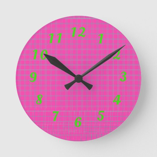 Neon Pink and Green 80s Wall Clock Runde Wanduhr (Vorderseite)