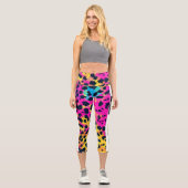 Neon Pink Animal GRL Power Capri Leggings (Vorderseite)