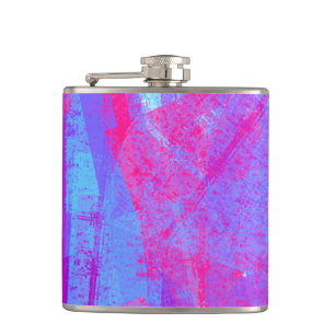 Neon Pink & Aqua Blue Abstrakt Flachmann
