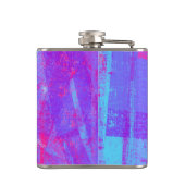Neon Pink & Aqua Blue Abstrakt Flachmann (Rückseite)