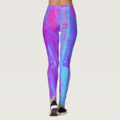Neon Pink & Aqua Blue Abstrakt Leggings (Rückseite)