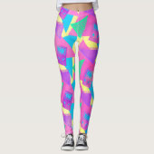 Neon Pink Aquamarin Trendy 80er Jahre Game Music L Leggings (Vorderseite)