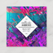 Neon Pink Aquamarine, Lila Metallic Paint Makeup Quadratische Visitenkarte (Vorderseite)