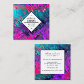 Neon Pink Aquamarine, Lila Metallic Paint Makeup Quadratische Visitenkarte (Vorne/Hinten)