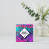 Neon Pink Aquamarine, Lila Metallic Paint Makeup Quadratische Visitenkarte (Stehend Vorderseite)