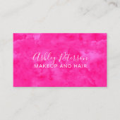 Neon Pink Aquarell Haar Make-up Typografie Visitenkarte (Vorderseite)