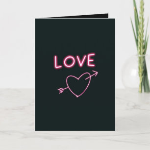 Neon Pink auf Schwarz LIEBE Herz Custom Text Karte