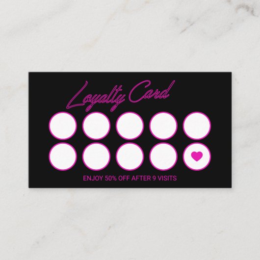 Neon Pink Beauty Salon Loyalty Punch Karte (Vorderseite)