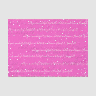 Neon Pink Benutzerdefinierter Skripttext Elegant Seidenpapier