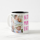 Neon Pink | Beste Mama je benutzerdefinierte Foto- Zweifarbige Tasse (Vorderseite Links)
