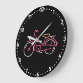 Neon Pink Bicycle Große Wanduhr (Winkel)