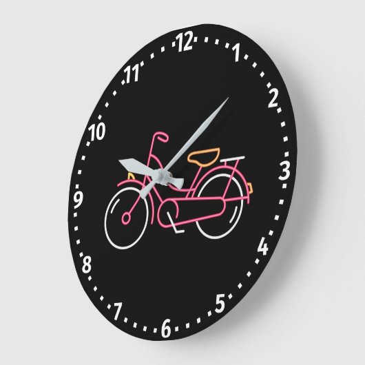 Neon Pink Bicycle Große Wanduhr (Winkel)