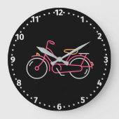 Neon Pink Bicycle Große Wanduhr (Vorderseite)
