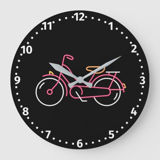 Neon Pink Bicycle Große Wanduhr (Vorderseite)