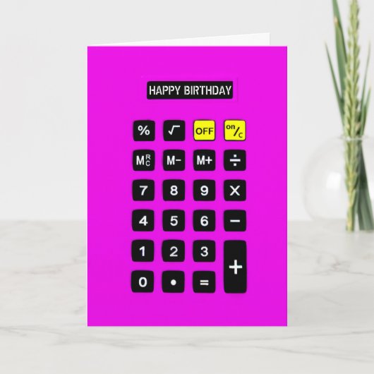 Neon Pink Birthday Calculator Karte (Vorderseite)