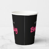 Neon Pink & Black Birthday Party Girl Pappbecher (Rechts)