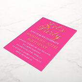 Neon Pink Black Gold Foil QR Code zum 40. Geburtst Folieneinladung (Gedreht)
