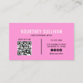 Neon Pink Black Lashes Visitenkarte (Rückseite)