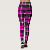 Neon Pink & Black Tartan Kariert Leggings (Rückseite)