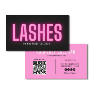 Neon Pink Black Wimpern Techniker Schönheit  Visitenkarte