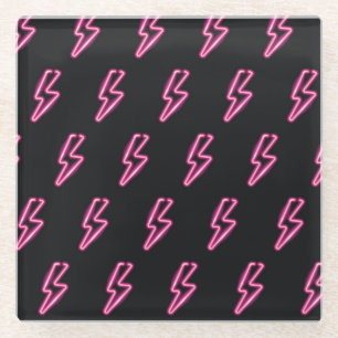 Neon Pink Blitze: Dunkler Hintergrund. Glasuntersetzer