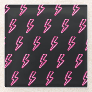 Neon Pink Blitze: Dunkler Hintergrund. Glasuntersetzer