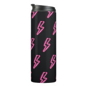 Neon Pink Blitze: Dunkler Hintergrund. Thermosbecher (Nach rechts gedreht)
