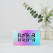 Neon Pink Blue & Lila Ombre Monogram Visitenkarte (Stehend Vorderseite)