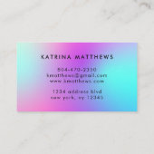 Neon Pink Blue & Lila Ombre Monogram Visitenkarte (Rückseite)