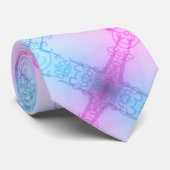 Neon Pink Blue Pastel Trans Pride Kariert Krawatte (Gerollt)