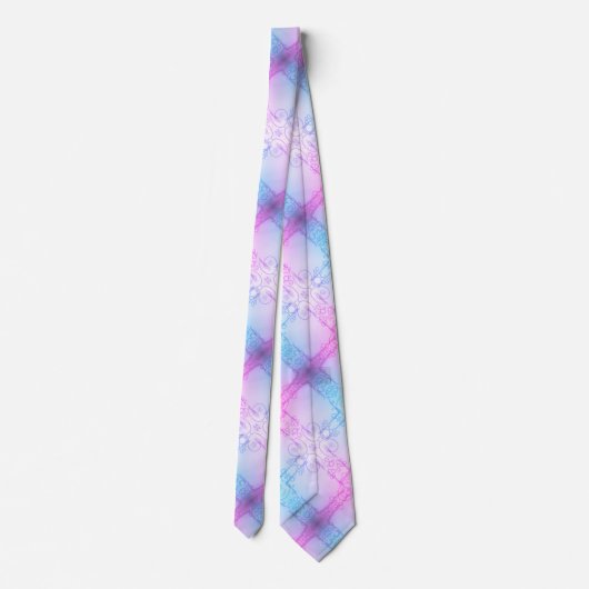 Neon Pink Blue Pastel Trans Pride Kariert Krawatte (Rückseite)