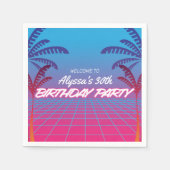 Neon Pink Blue Retro 80er Themed Birthday Party Serviette (Vorderseite)
