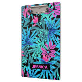 Neon Pink Blue Tropical Plant Pattern Personalised Klemmbrett (Links)