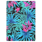 Neon Pink Blue Tropical Plant Pattern Personalised Klemmbrett (Rückseite)