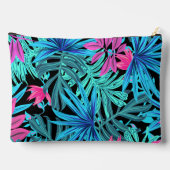 Neon Pink Blue Tropical Plant Pattern Personalised Zubehörtasche (Rückseite)